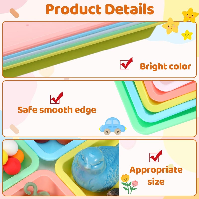 AojSup 20 Pcs Plastic Art Sand Trays Multicolor Stackable Activity Sensory Tray Paint Mixing Crafts Organizer Serving Accessories for DIY Bead Painting Project, 9.65 x 7.28 x 0.91 Inch - Image 3